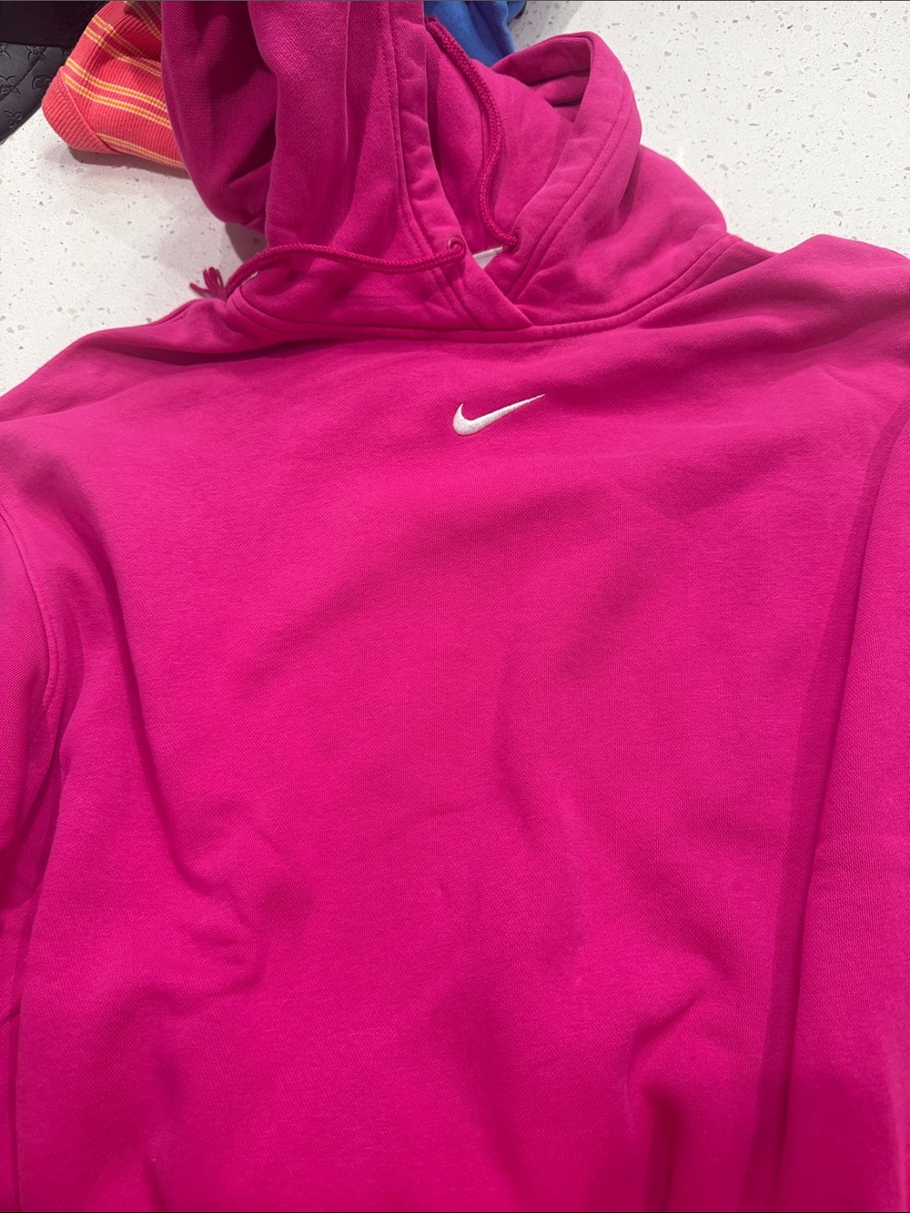 Nike Fuchsia Pink Hooded Sweatshirt with White Swoosh